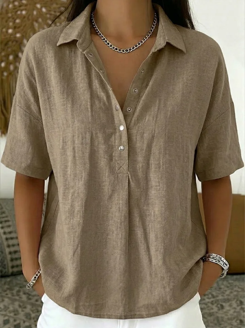 Bluse mit Kragen und Knopfleiste (1 kaufen, 1 GRATIS dazu)