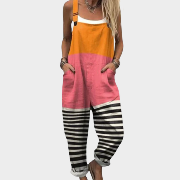 Leinen-Jumpsuit mit Blumenmuster