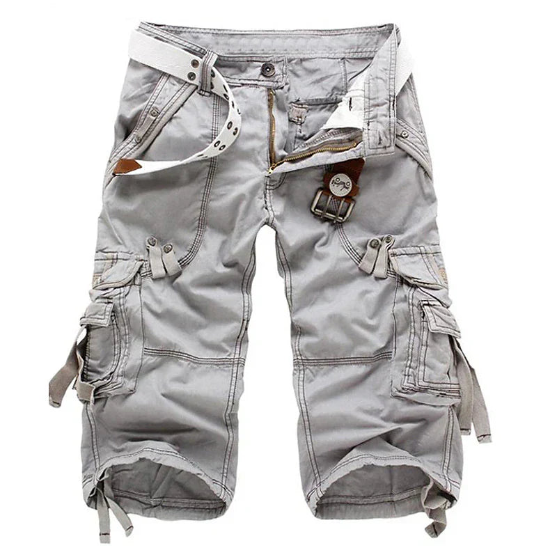 Herren Cargo-Shorts in Uni-Farbe mit mehreren Taschen