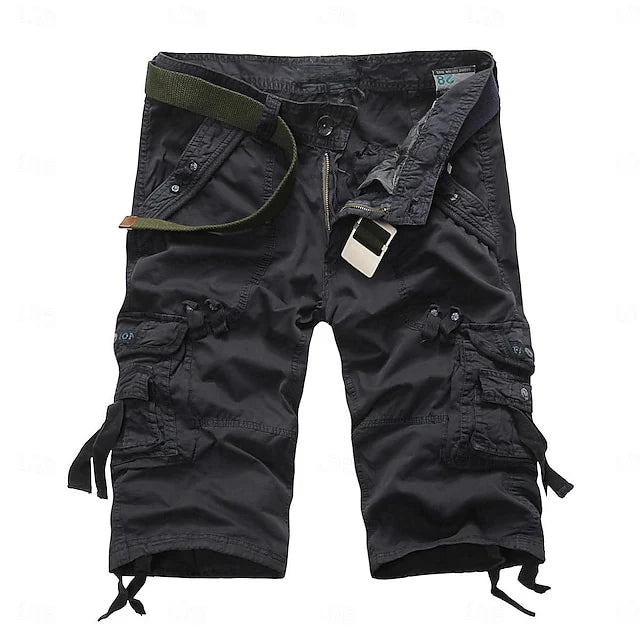Herren unifarbene Cargo-Shorts mit mehreren Taschen