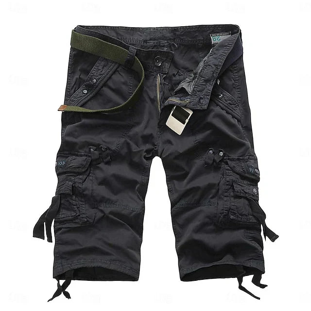 Herren unifarbene Cargo-Shorts mit mehreren Taschen