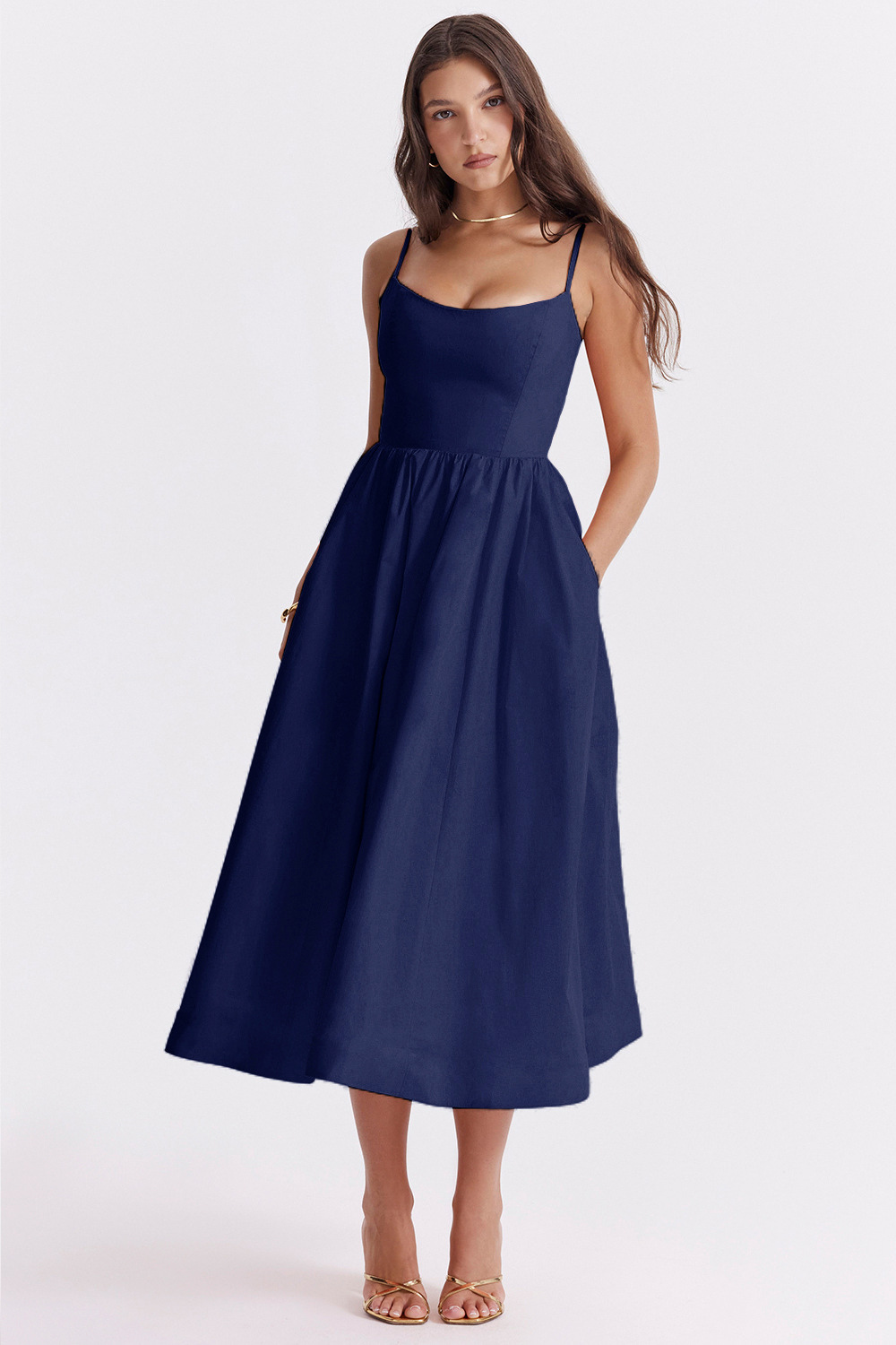 Elegantes Korsett Sommer Midi Kleid