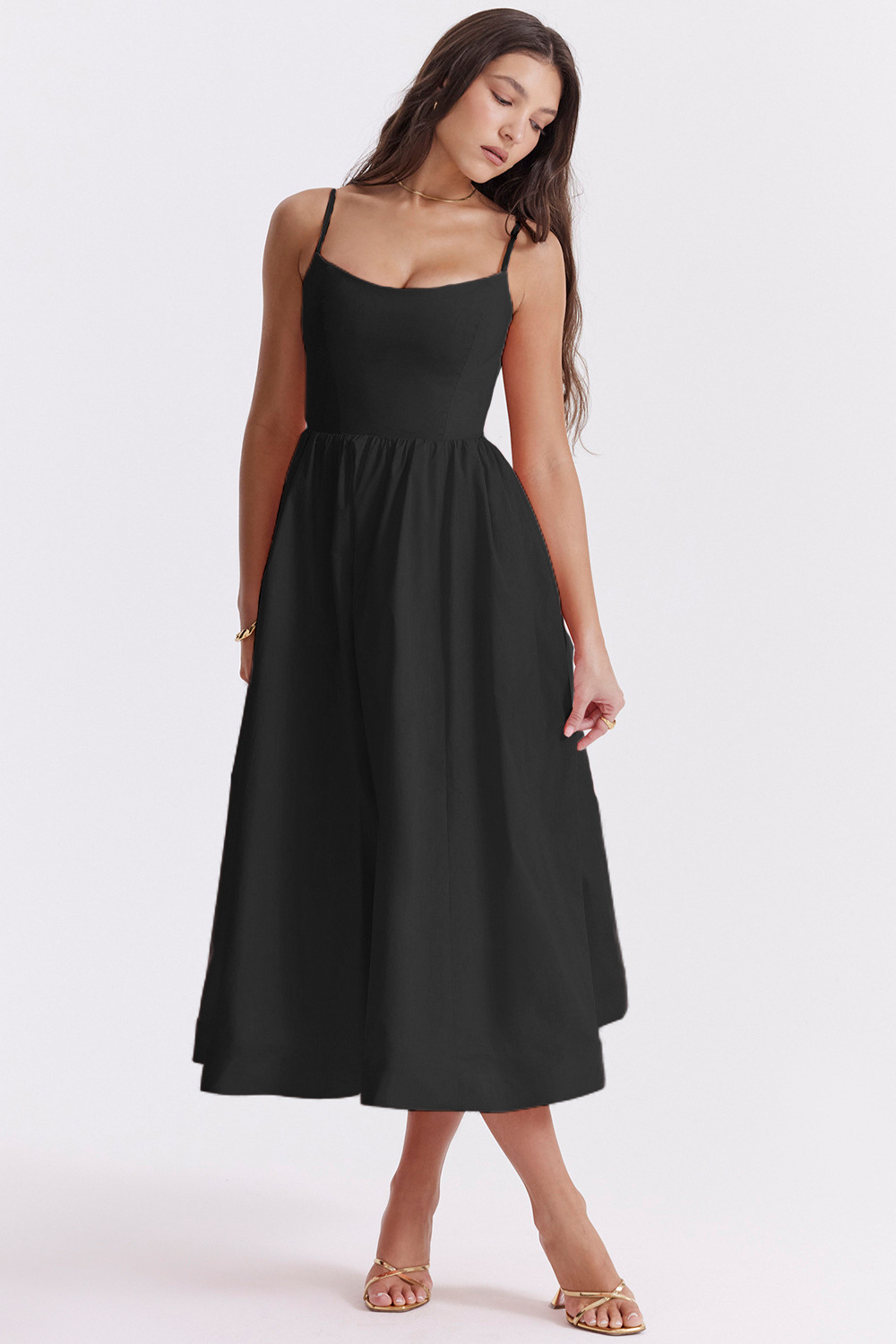Elegantes Korsett Sommer Midi Kleid