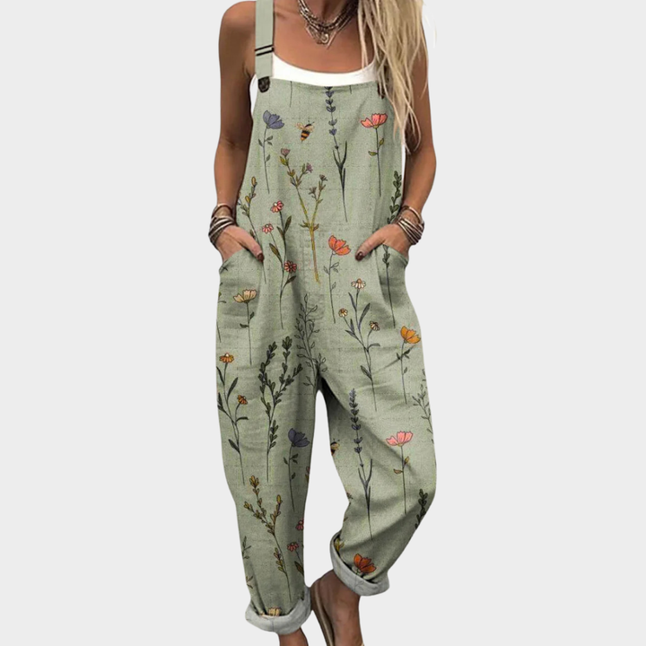 Leinen-Jumpsuit mit Blumenmuster