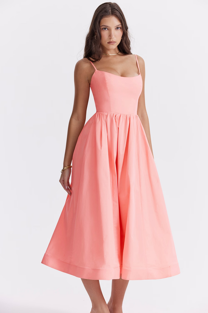 Elegantes Korsett Sommer Midi Kleid