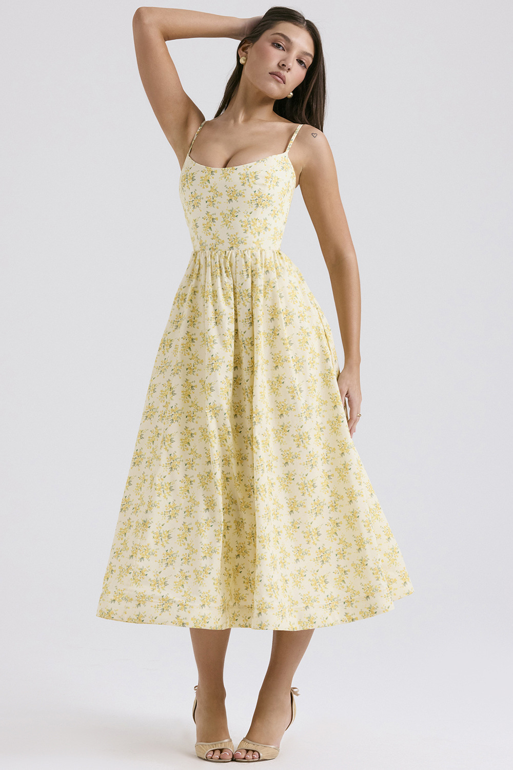 Elegantes Korsett Sommer Midi Kleid