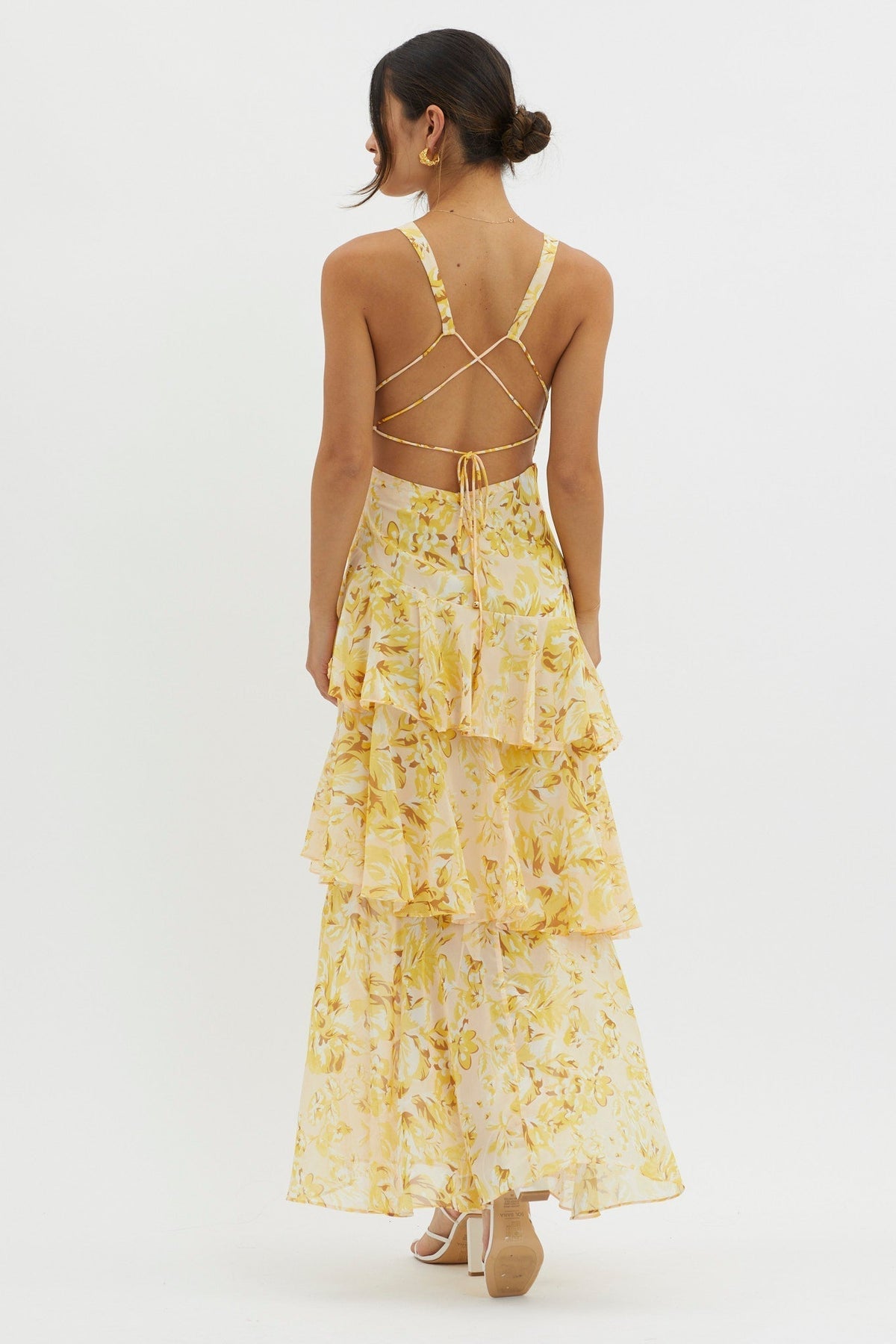 Florales Volant Maxi Kleid