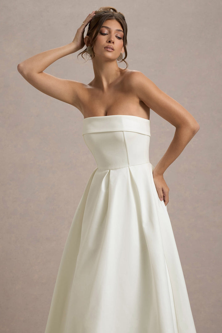 Stilvolles Midi-Kleid mit Schulterfreiem Ausschnitt