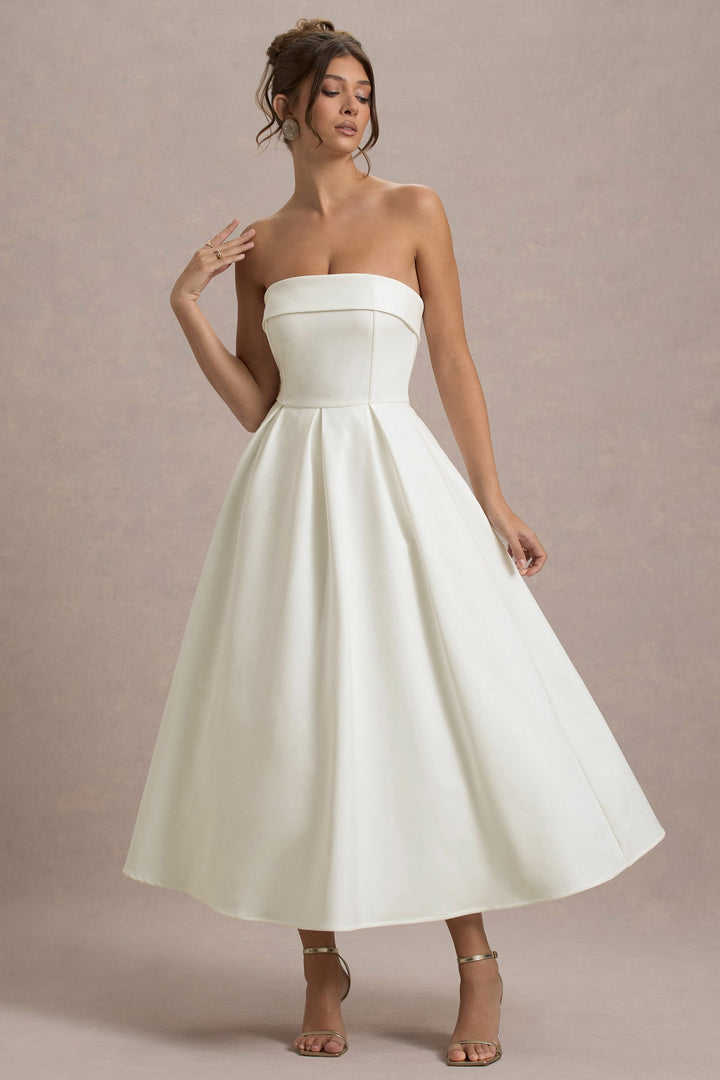 Stilvolles Midi-Kleid mit Schulterfreiem Ausschnitt