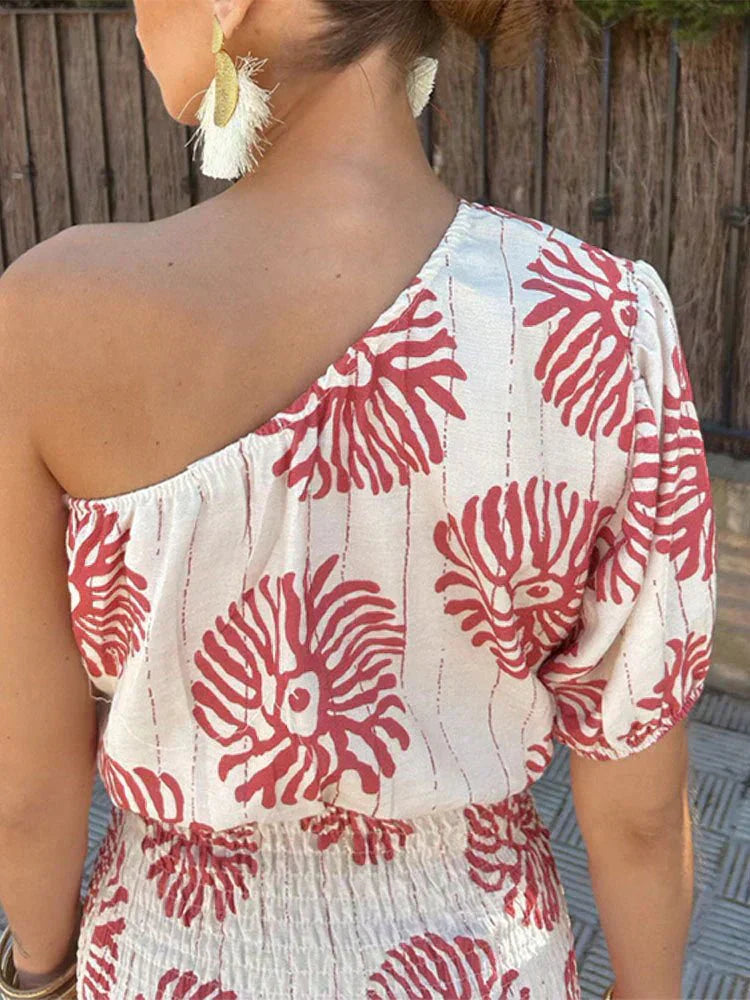 Sommerfeld | One-Shoulder Minikleid mit sommerlichem Print