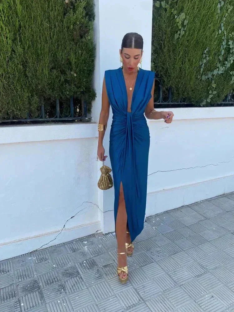 Elegantes Drapé-Kleid mit Taillenband