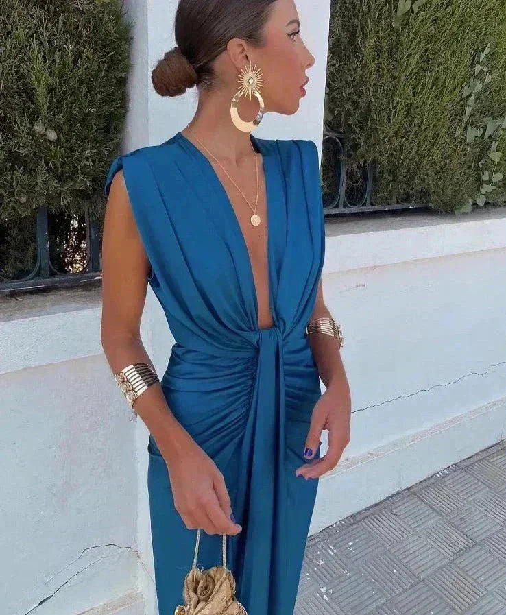 Elegantes Drapé-Kleid mit Taillenband