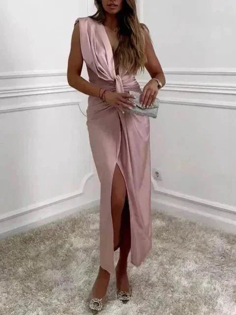 Elegantes Drapé-Kleid mit Taillenband