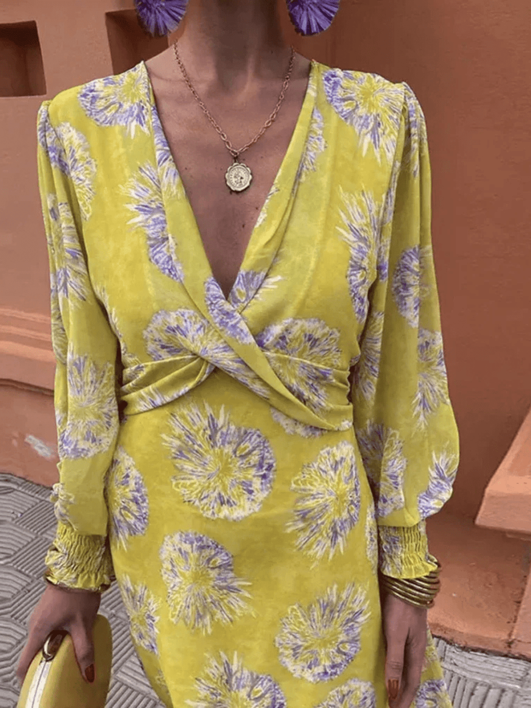 Florales Maxikleid mit Wickelausschnitt