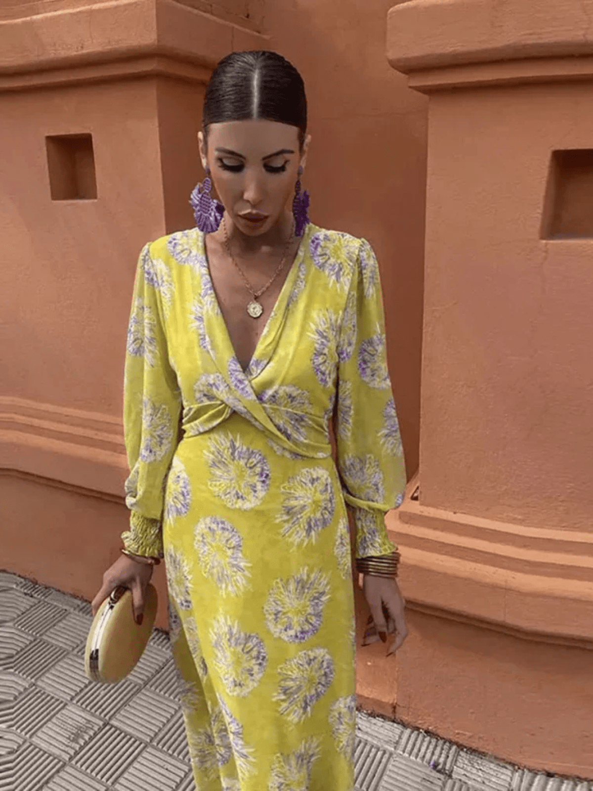 Florales Maxikleid mit Wickelausschnitt
