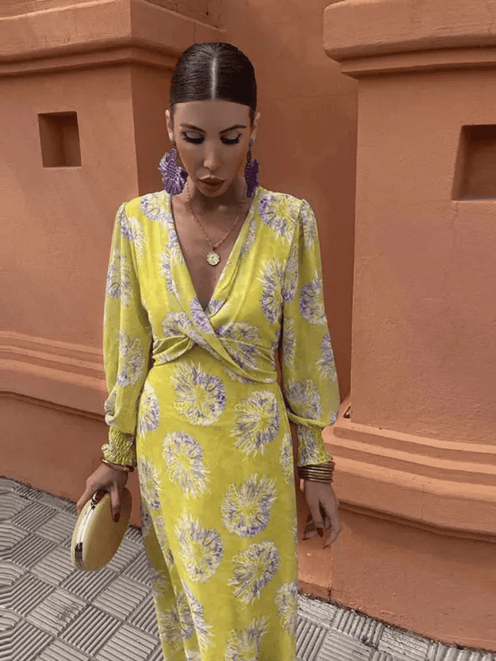 Florales Maxikleid mit Wickelausschnitt