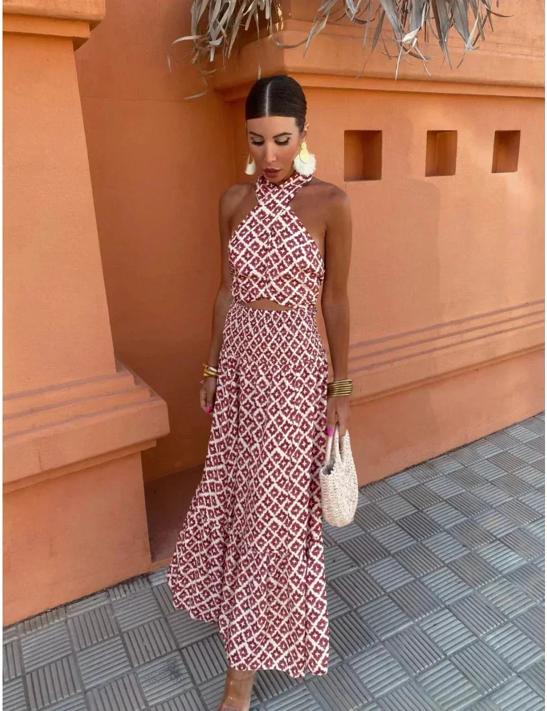 Maxikleid mit amerikanischem Ausschnitt