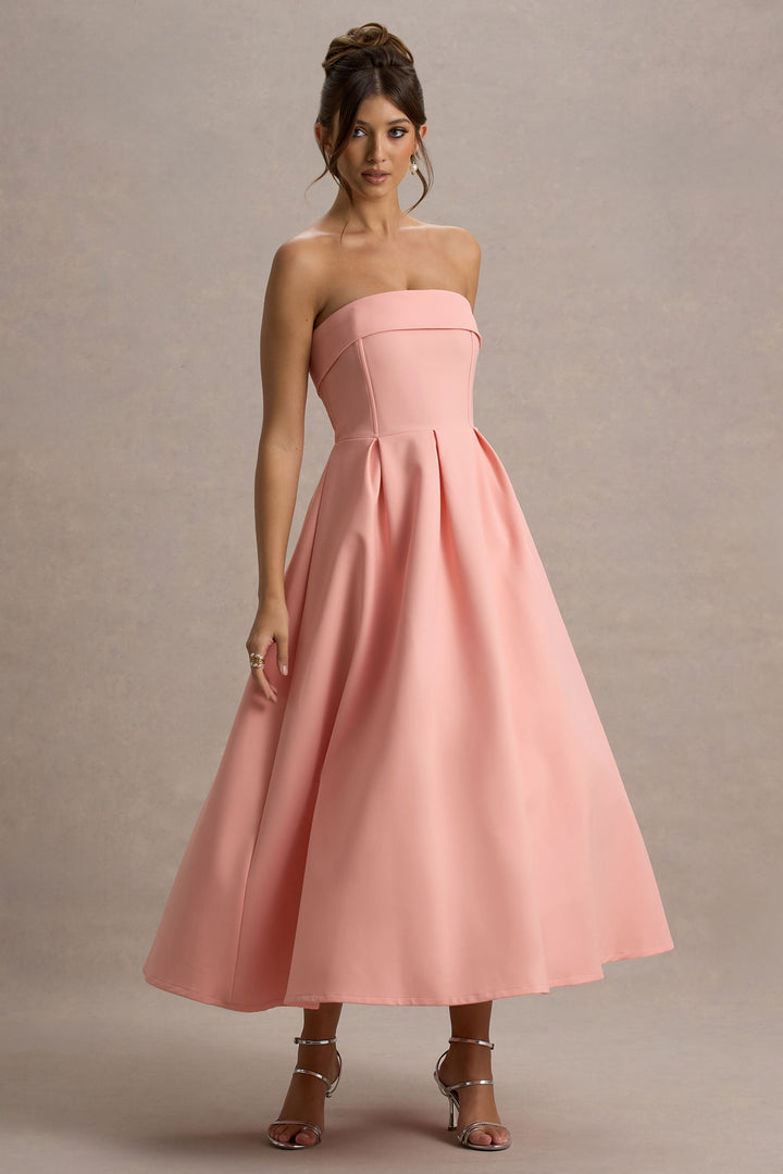 Stilvolles Midi-Kleid mit Schulterfreiem Ausschnitt