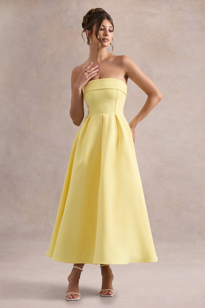 Stilvolles Midi-Kleid mit Schulterfreiem Ausschnitt